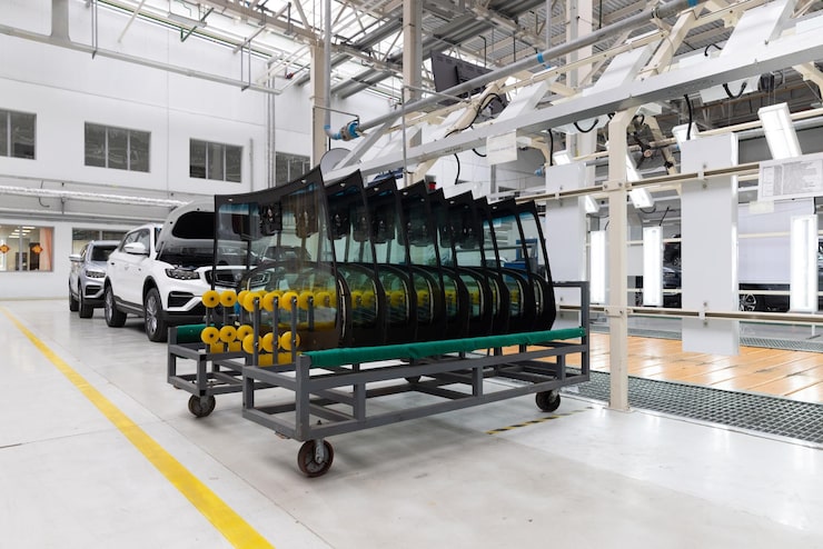 Clean modern auto workshop