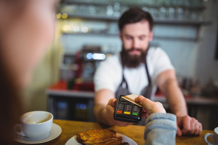 Customer paying via eftpos terminal