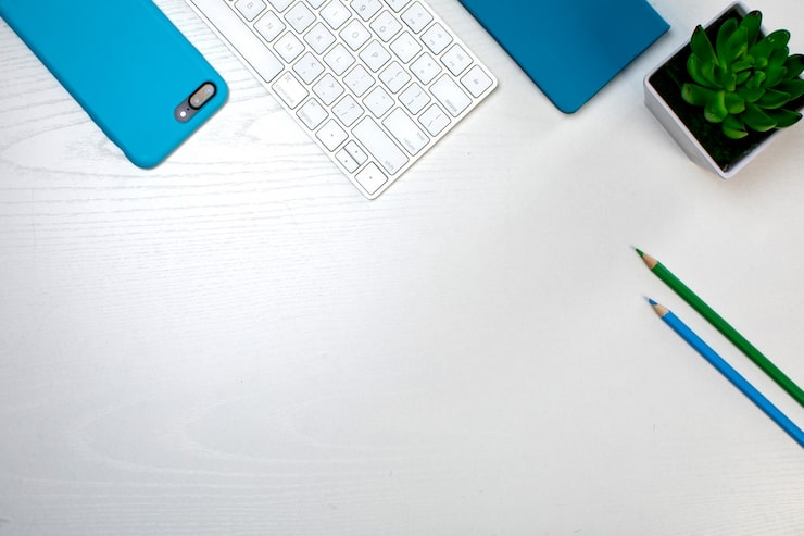 Bright clean office desk background