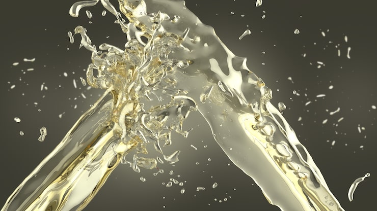 Pouring fresh engine oil synthetic