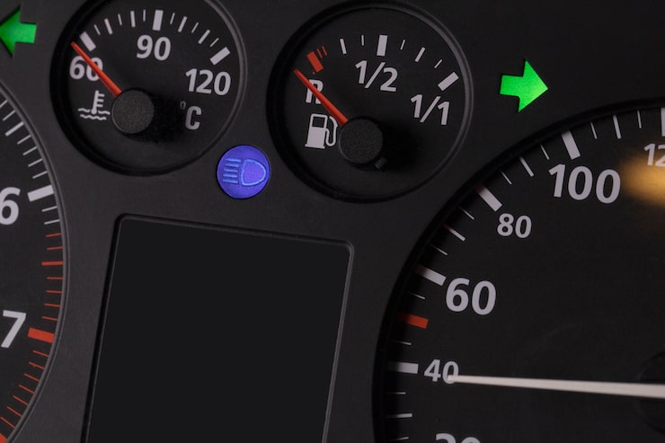 Dashboard warning lights illuminated brightly