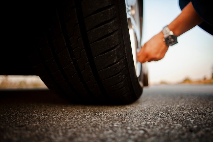 Close up car tyre tread