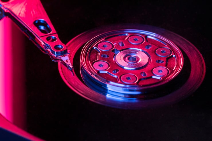 Glowing red brake rotor disc