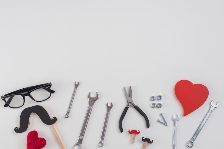 Clean bright workshop tools background