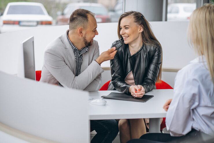 Customer talking with service advisor